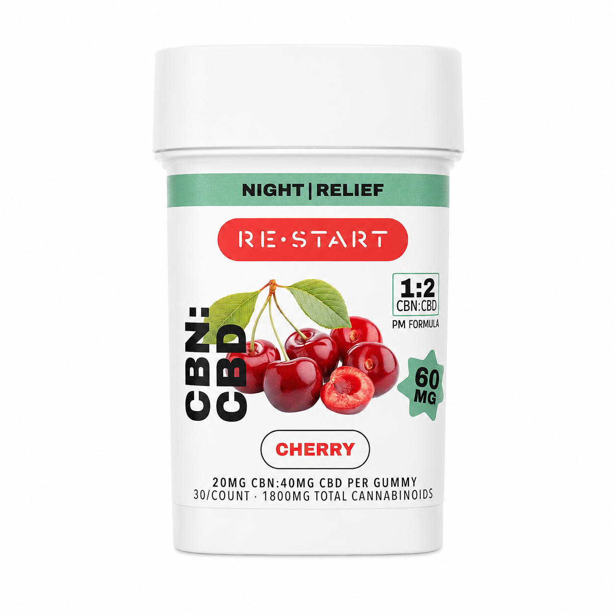 60MG CBN:CBD Bedtime Gummies - Cherry (1:2) / 30-ct (1800MG)